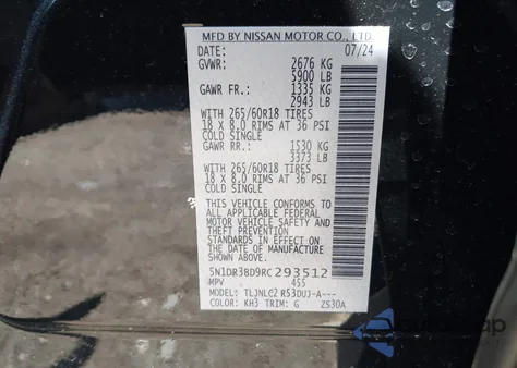 2024 Nissan Pathfinder Rock Creek 4Wd из США, поврежденный, VIN 5N1DR3BD9RC293512